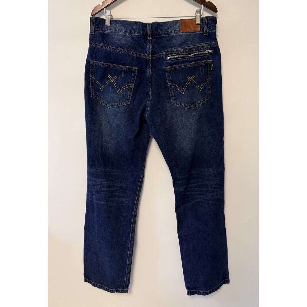 Mens Y2K‎ Jeans Size 38 Distressed Dark Wash 37x32.5 Relaxed Straight Streetwear
